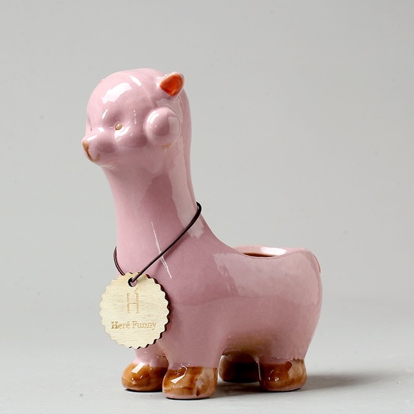 2PCs Ceramic Succulent Planter Pots Mini Liama/Alpaca Design with Gift Box - Picture 4 of 10